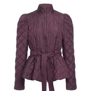 NWT Marie Oliver Raven Quilted Peplum Jacket XS Bordeaux